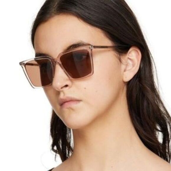 SALE! NEW Saint Laurent SL474 003 Nude Brown Square Unisex Sunglasses main image 6